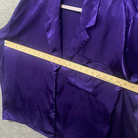 Victorias Secret Gold Label Satin Pajama Set Sz M Purple Crest‎ Lounge Luxury - Picture 13 of 13